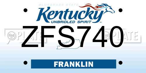 ZFS740 Kentucky License Plate