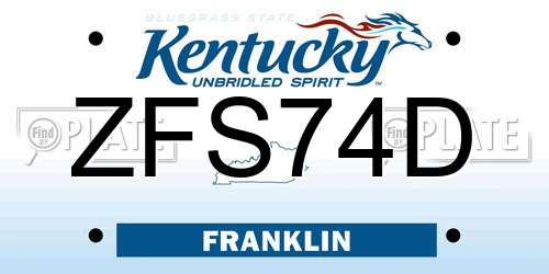 ZFS74D Kentucky License Plate