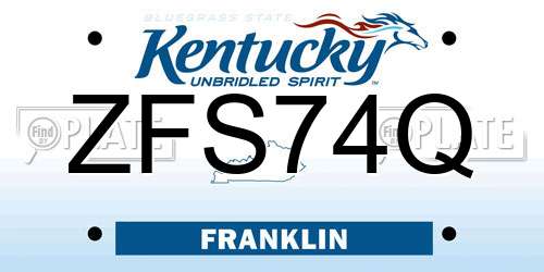 ZFS74Q Kentucky License Plate