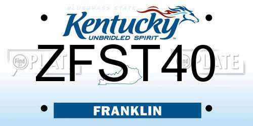 ZFST40 Kentucky License Plate