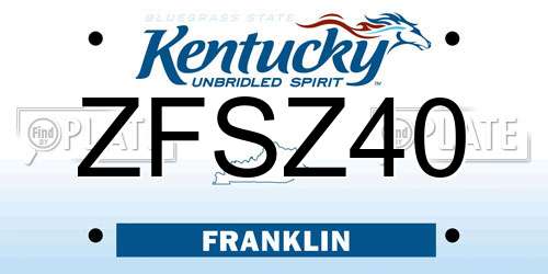 ZFSZ40 Kentucky License Plate