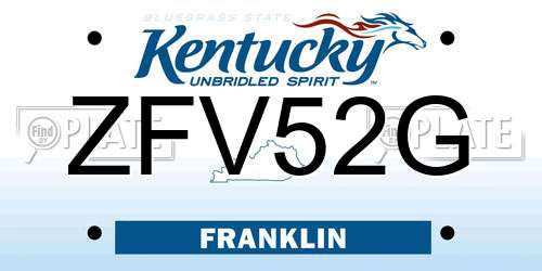 ZFV52G Kentucky License Plate