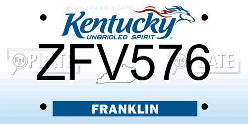 ZFV576 Kentucky License Plate