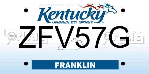 ZFV57G Kentucky License Plate