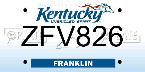 ZFV826 Kentucky License Plate