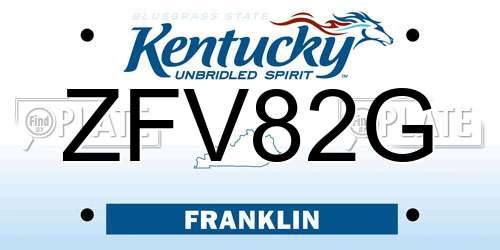 ZFV82G Kentucky License Plate