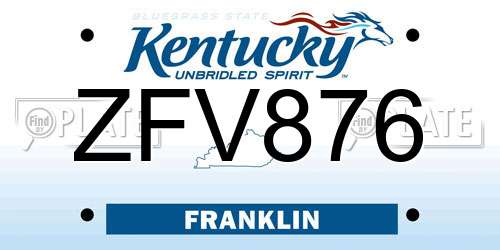 ZFV876 Kentucky License Plate
