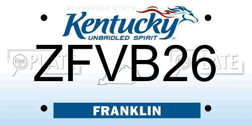 ZFVB26 Kentucky License Plate