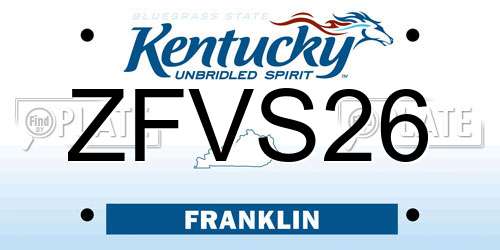 ZFVS26 Kentucky License Plate