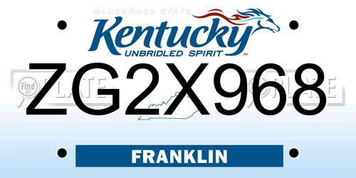ZG2X968 Kentucky License Plate