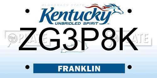 ZG3P8K Kentucky License Plate