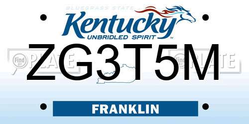 ZG3T5M Kentucky License Plate