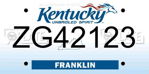 ZG42123 Kentucky License Plate
