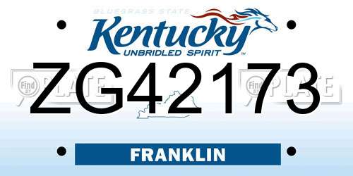 ZG42173 Kentucky License Plate