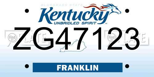 ZG47123 Kentucky License Plate