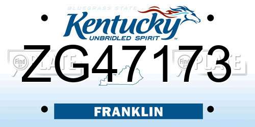 ZG47173 Kentucky License Plate