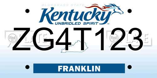 ZG4T123 Kentucky License Plate