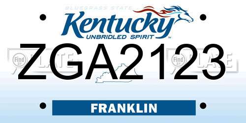 ZGA2123 Kentucky License Plate