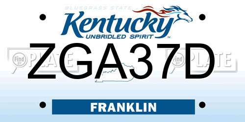 ZGA37D Kentucky License Plate