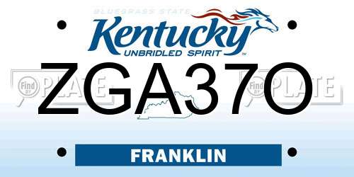 ZGA37O Kentucky License Plate