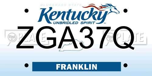 ZGA37Q Kentucky License Plate