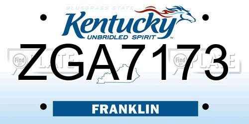 ZGA7173 Kentucky License Plate