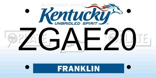 ZGAE20 Kentucky License Plate