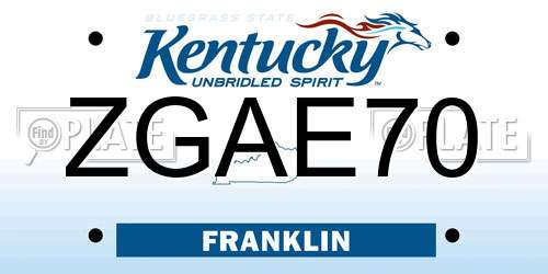 ZGAE70 Kentucky License Plate