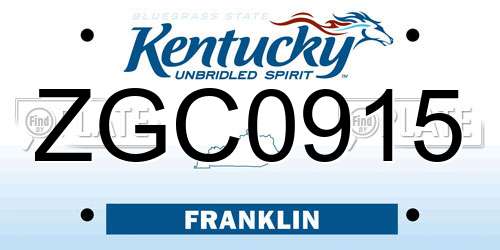ZGC0915 Kentucky License Plate