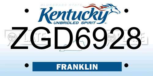 ZGD6928 Kentucky License Plate