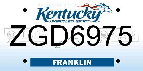 ZGD6975 Kentucky License Plate