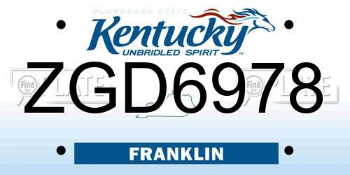 ZGD6978 Kentucky License Plate