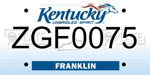 ZGF0075 Kentucky License Plate