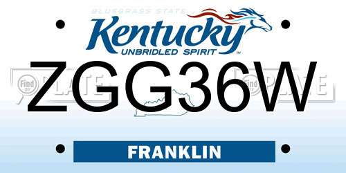 ZGG36W Kentucky License Plate