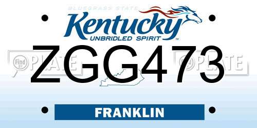 ZGG473 Kentucky License Plate