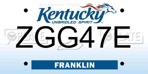 ZGG47E Kentucky License Plate