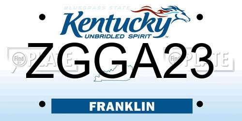 ZGGA23 Kentucky License Plate