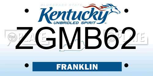 ZGMB62 Kentucky License Plate
