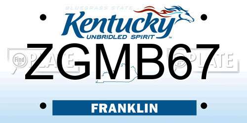 ZGMB67 Kentucky License Plate