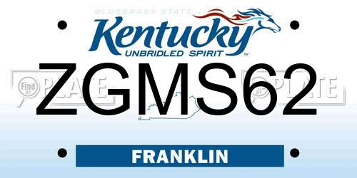 ZGMS62 Kentucky License Plate
