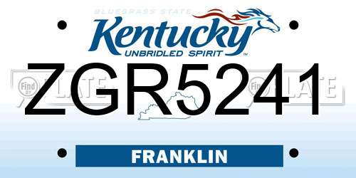 ZGR5241 Kentucky License Plate