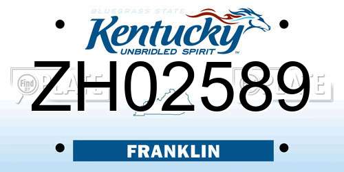 ZH02589 Kentucky License Plate