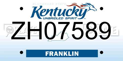 ZH07589 Kentucky License Plate