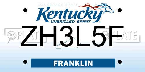 ZH3L5F Kentucky License Plate