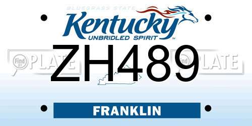 ZH489 Kentucky License Plate