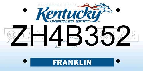 ZH4B352 Kentucky License Plate