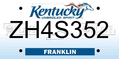 ZH4S352 Kentucky License Plate