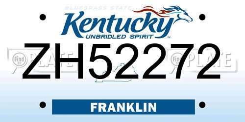 ZH52272 Kentucky License Plate