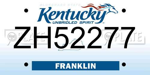 ZH52277 Kentucky License Plate