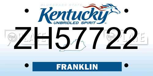 ZH57722 Kentucky License Plate